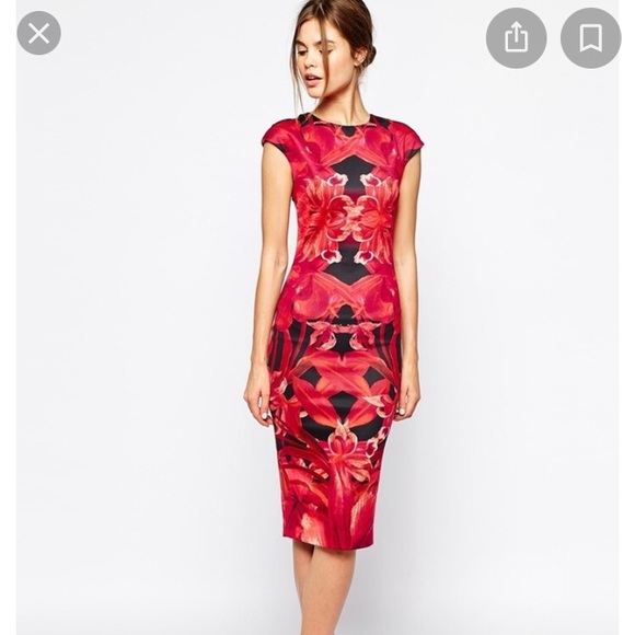 Ted Baker Dresses & Skirts - Ted Baker Jungle Orchid midi bodycon dress size 0/2